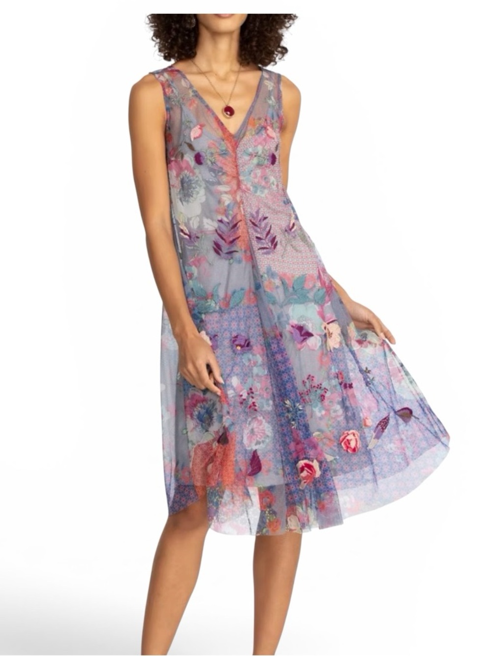 Johnny Was Biya Arlette Mesh Dress Size Large
